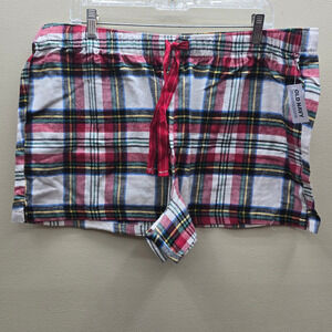 Old Navy NWT White Tartan Plaid Flannel Boxer Lounge Sleep Shorts Multicolor XL